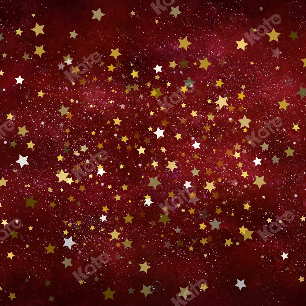 Kate Christmas Red Stars Backdrop Designed by Chain Photography -UK