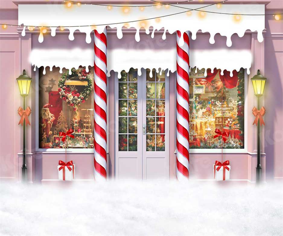 Kate Christmas Candy Pink Toy Store Backdrop for Photography