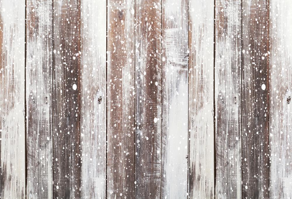 Kate Winter Snow Wood Christmas Backdrops for Newborn