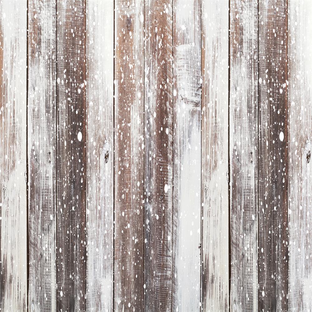 Kate Winter Snow Wood Christmas Backdrops for Newborn