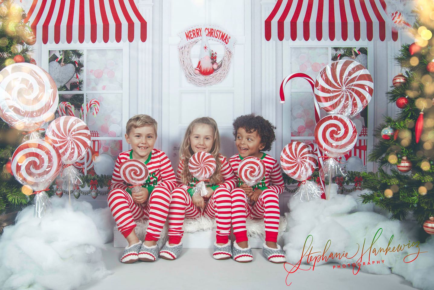 Kate Christmas Candy Shop Children Backdrop for Photography