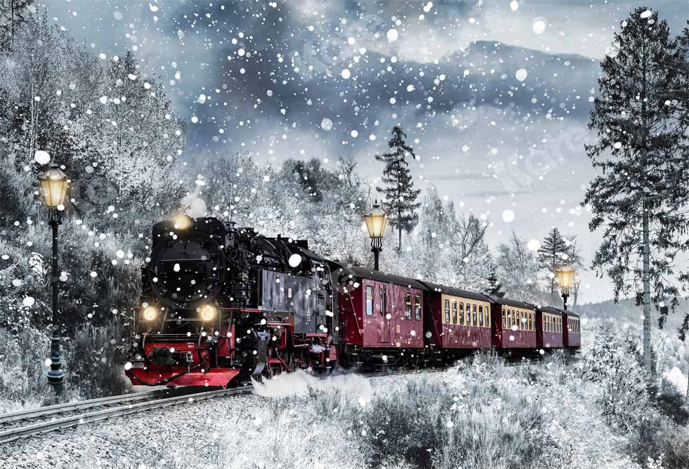 Kate Winter Snowy Train Backdrop Designed by Chain Photography