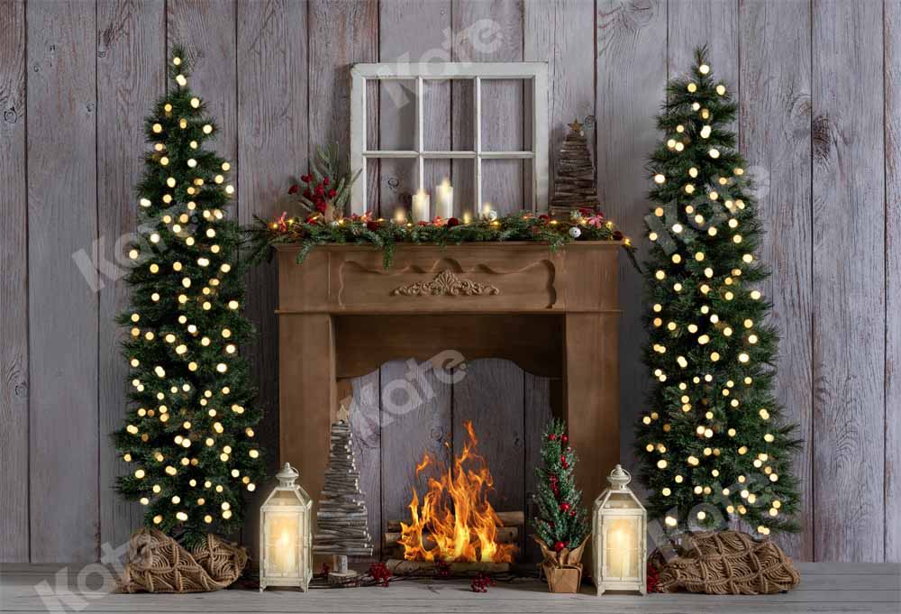 Kate Winter Christmas Fireplace Backdrop Designed by Emetselch