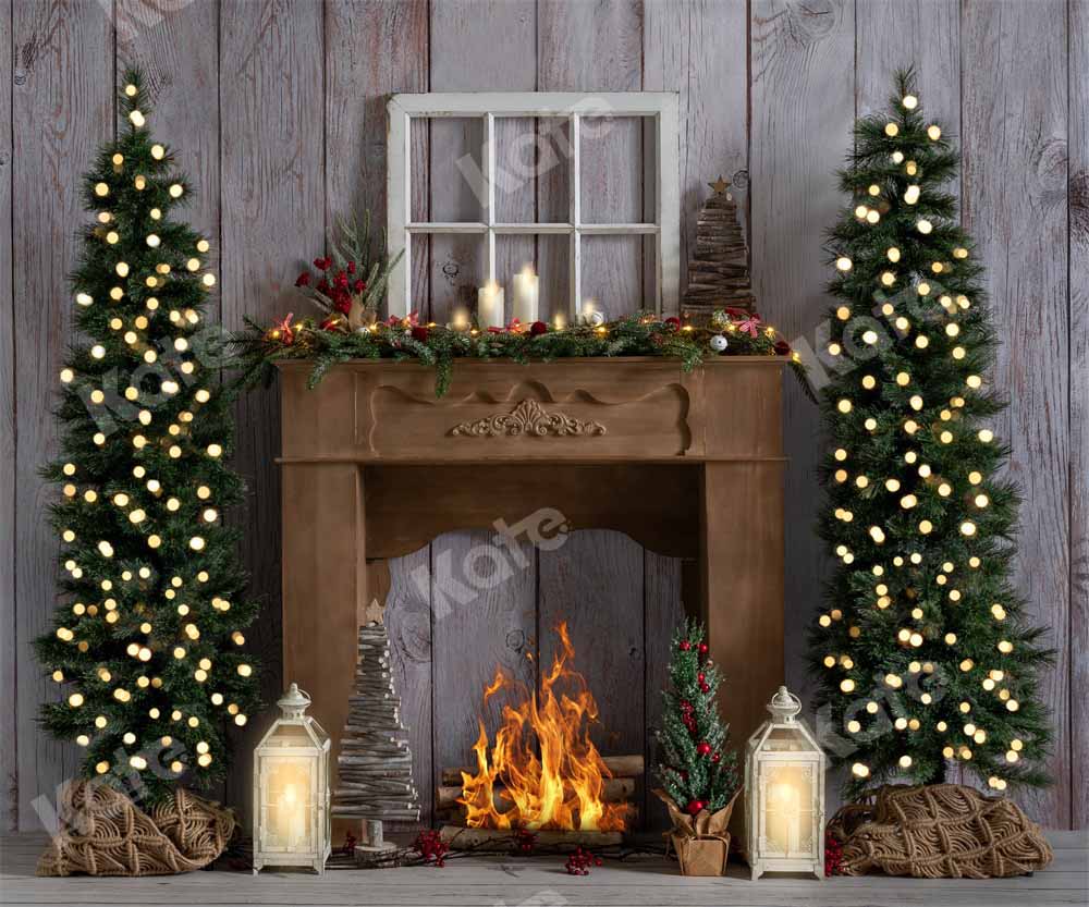 Kate Winter Christmas Fireplace Backdrop Designed by Emetselch