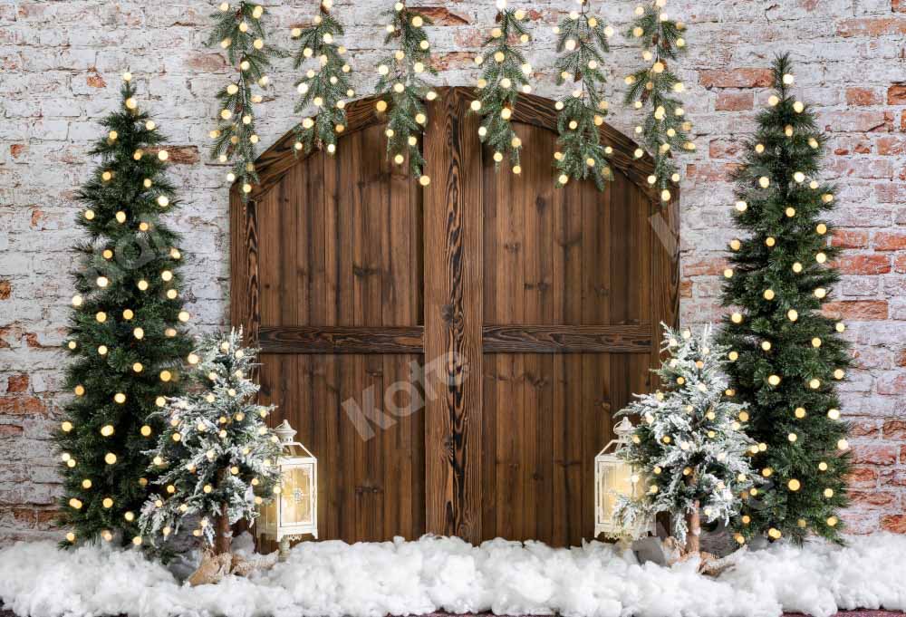 Kate Christmas Wooden Barn Door Backdrop Designed by Emetselch