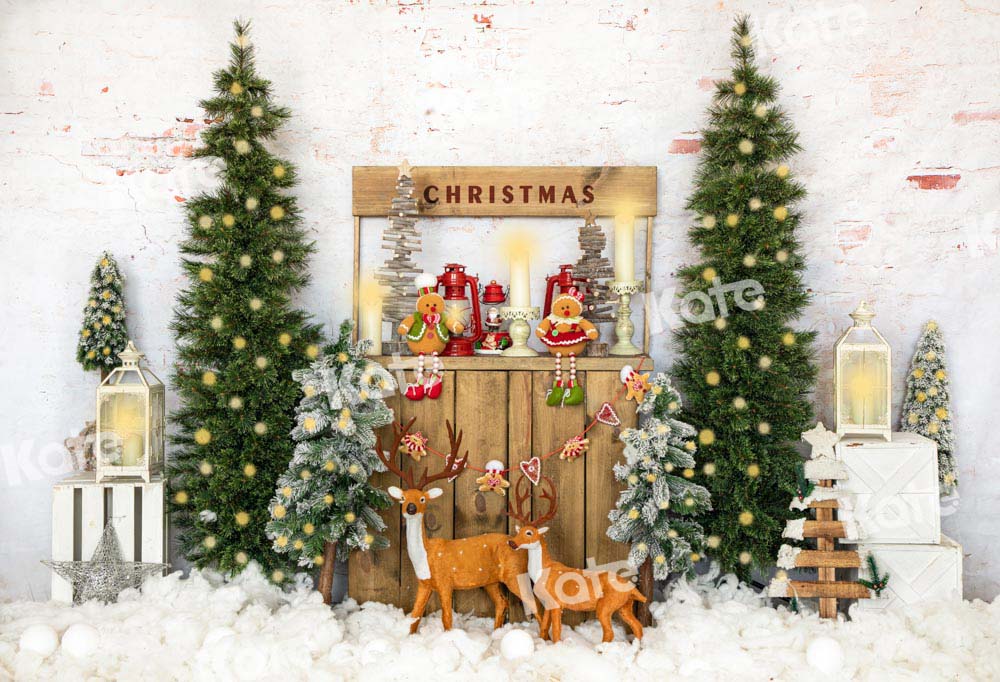 Kate Snow Christmas Tree Elk Winter Backdrop Designed by Emetselch
