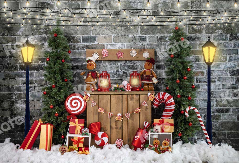 Kate Christmas Brick Wall Gingerbread Backdrop Designed by Emetselch