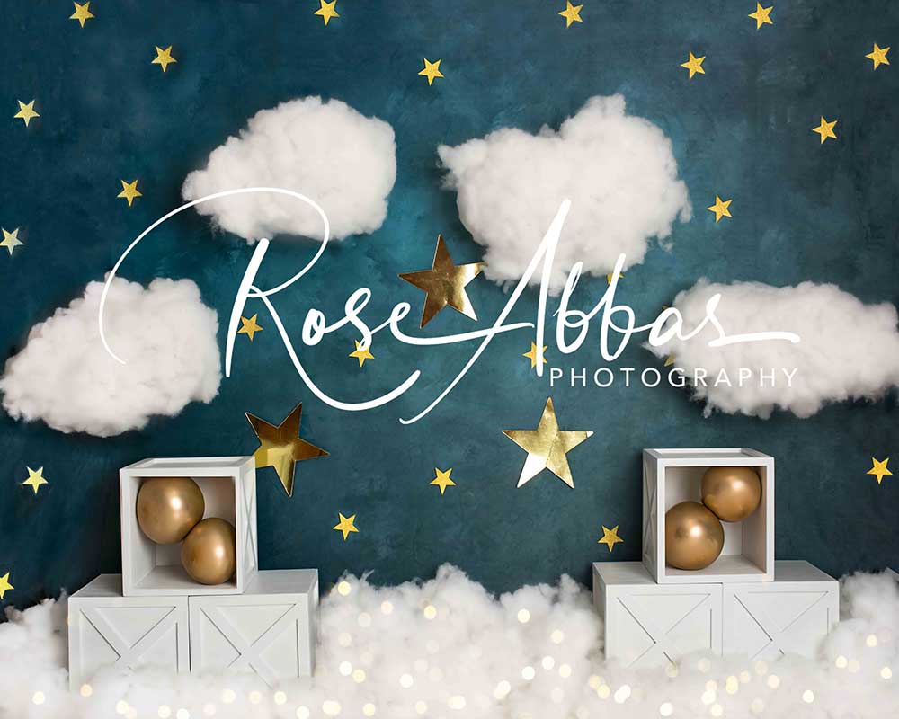Kate Stars Clouds Birthday Cake Smash Backdrop Designed By Rose Abbas
