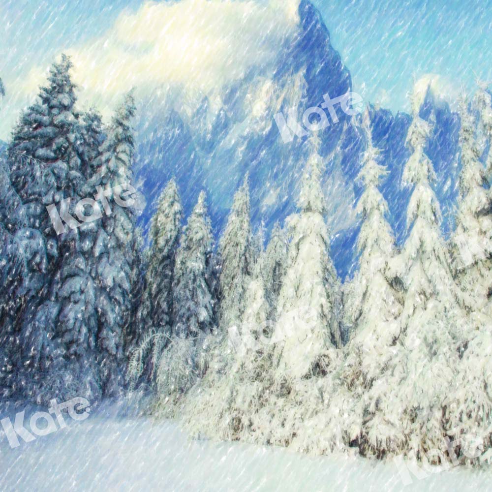 Kate Winter Snow Scene Forest Backdrop Designed by GQ