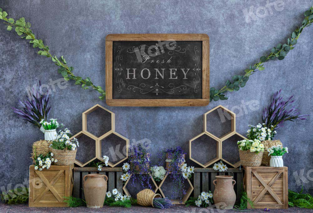 Kate Cake Smash Honey Blue Spring Backdrop Designed by Emetselch