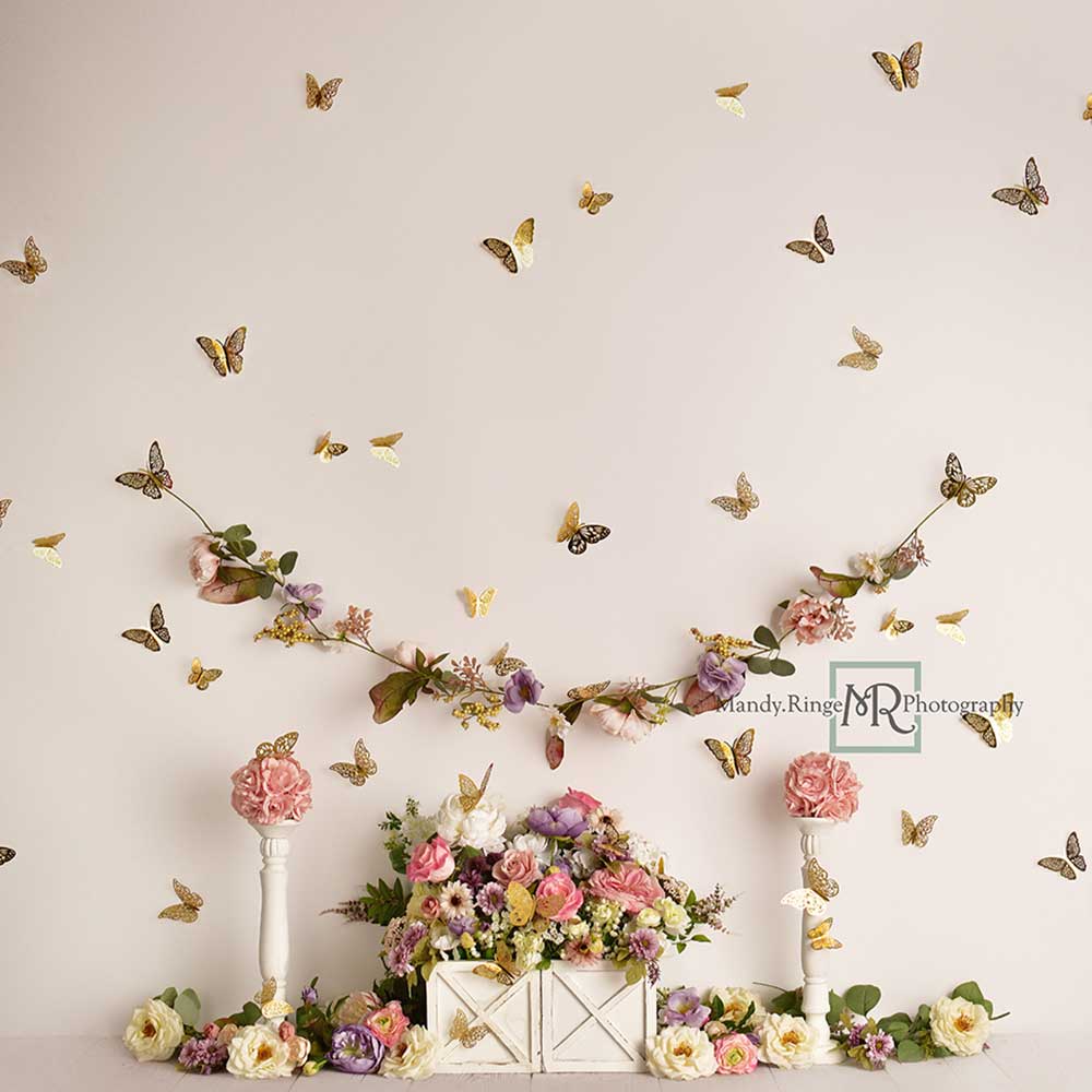 Kate Butterfly Garden Spring Backdrop Designed by Mandy Ringe Photography