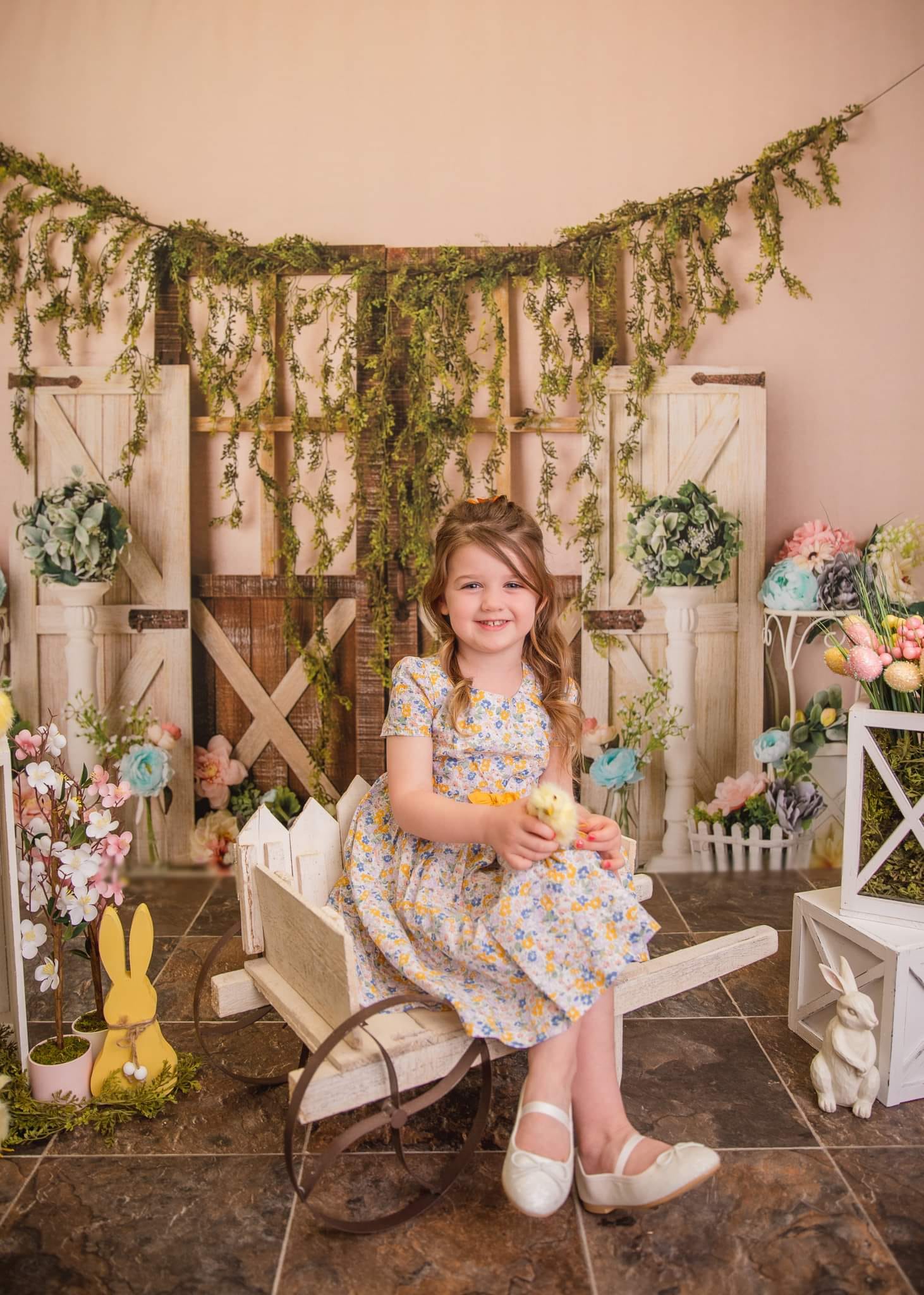 Kate Rustic Pastel Spring Floral Backdrop Designed by Mandy Ringe Photography