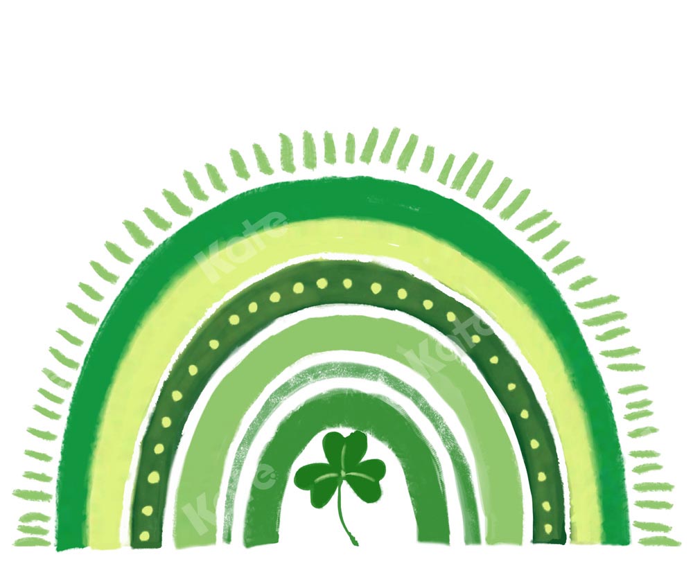 Kate St.Patrick's Day Rainbow Green Lucky Clover Backdrop Designed by GQ
