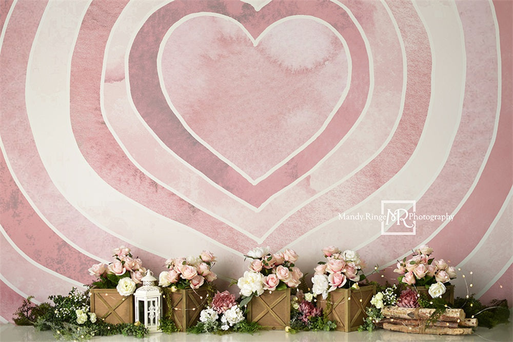 Kate Watercolor Valentine Heart Roses Backdrop Designed by Mandy Ringe Photography