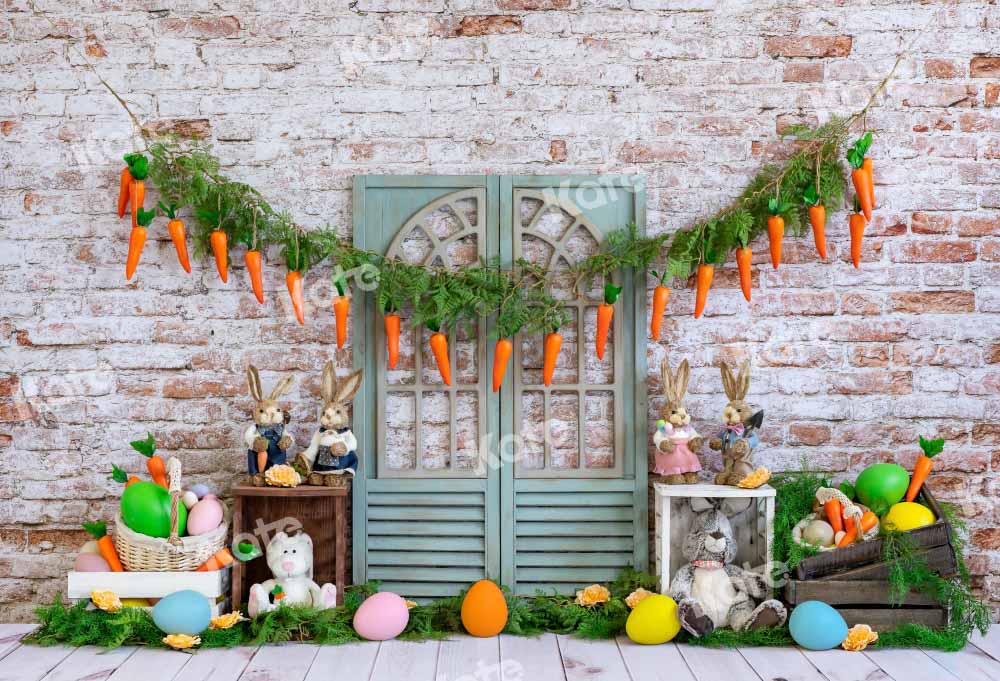 Kate Easter Bunny Carrot Brick Backdrop Designed by Emetselch
