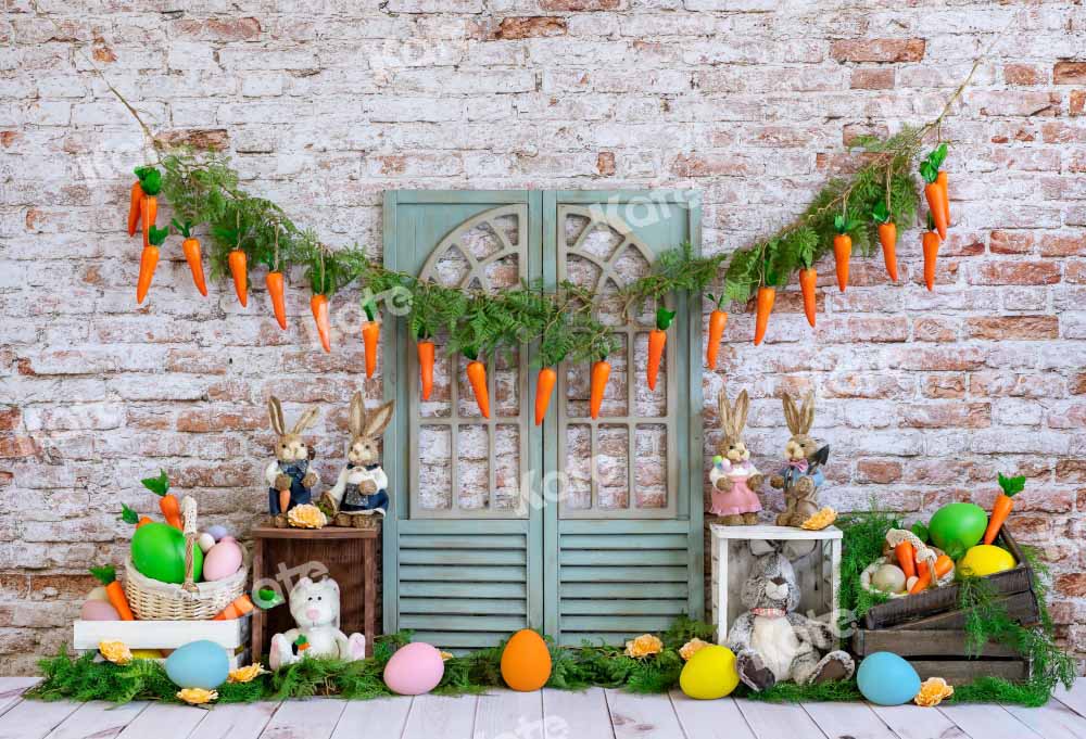 Kate Easter Bunny Carrot Brick Backdrop Designed by Emetselch -UK