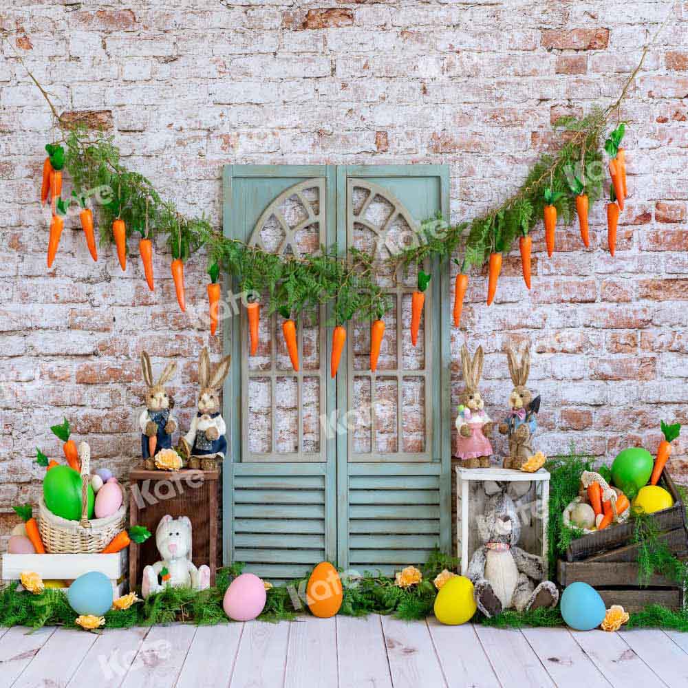 Kate Easter Bunny Carrot Brick Backdrop Designed by Emetselch -UK