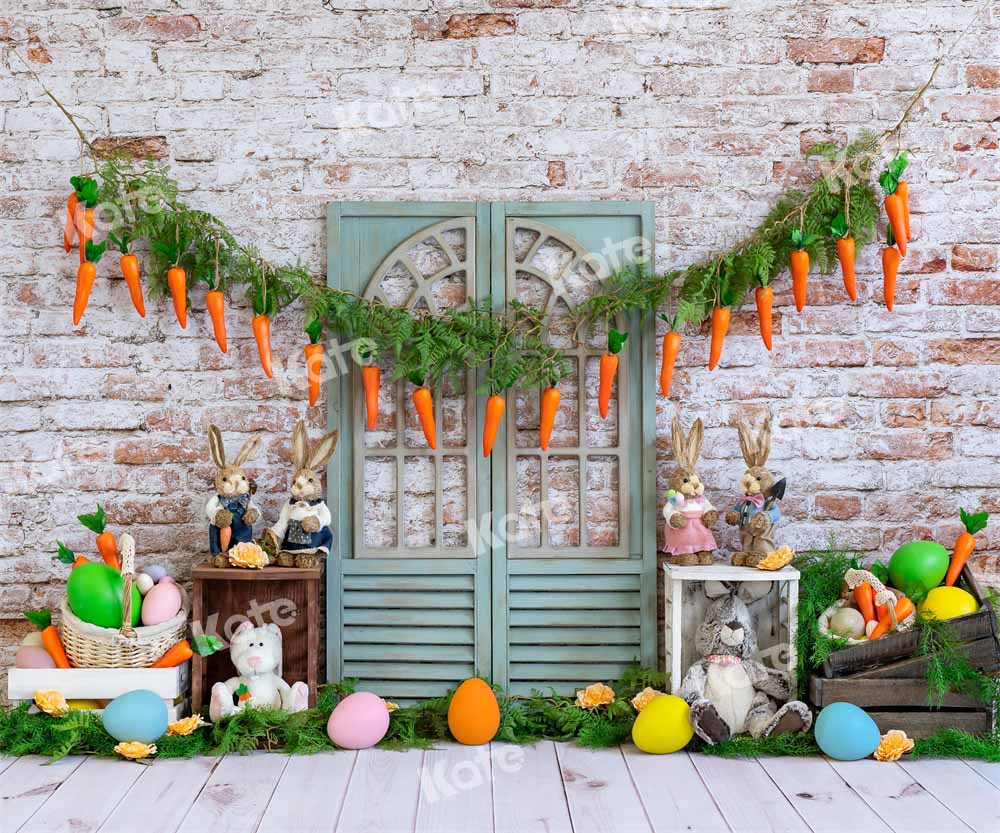 Kate Easter Bunny Carrot Brick Backdrop Designed by Emetselch -UK