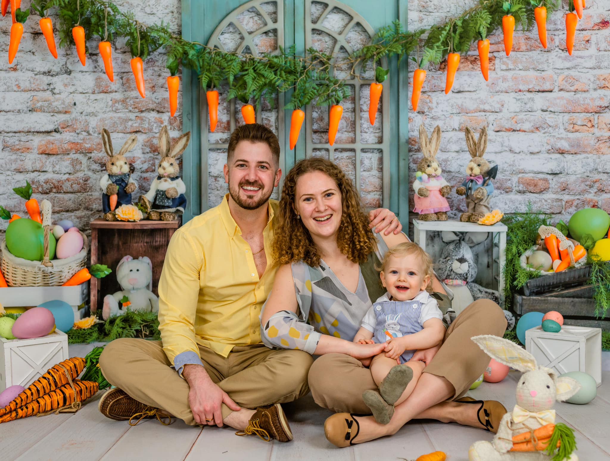 Kate Easter Bunny Carrot Brick Backdrop Designed by Emetselch