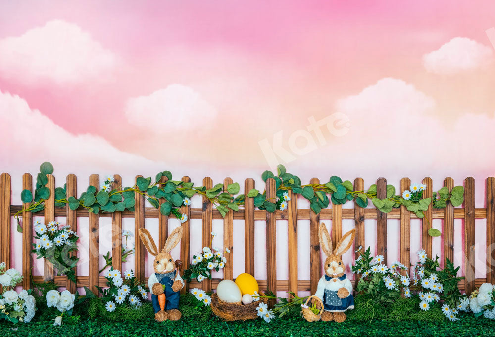 Kate Colorful Easter Bunny Garden Backdrop Designed by Emetselch