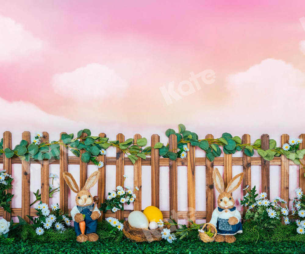 Kate Colorful Easter Bunny Garden Backdrop Designed by Emetselch