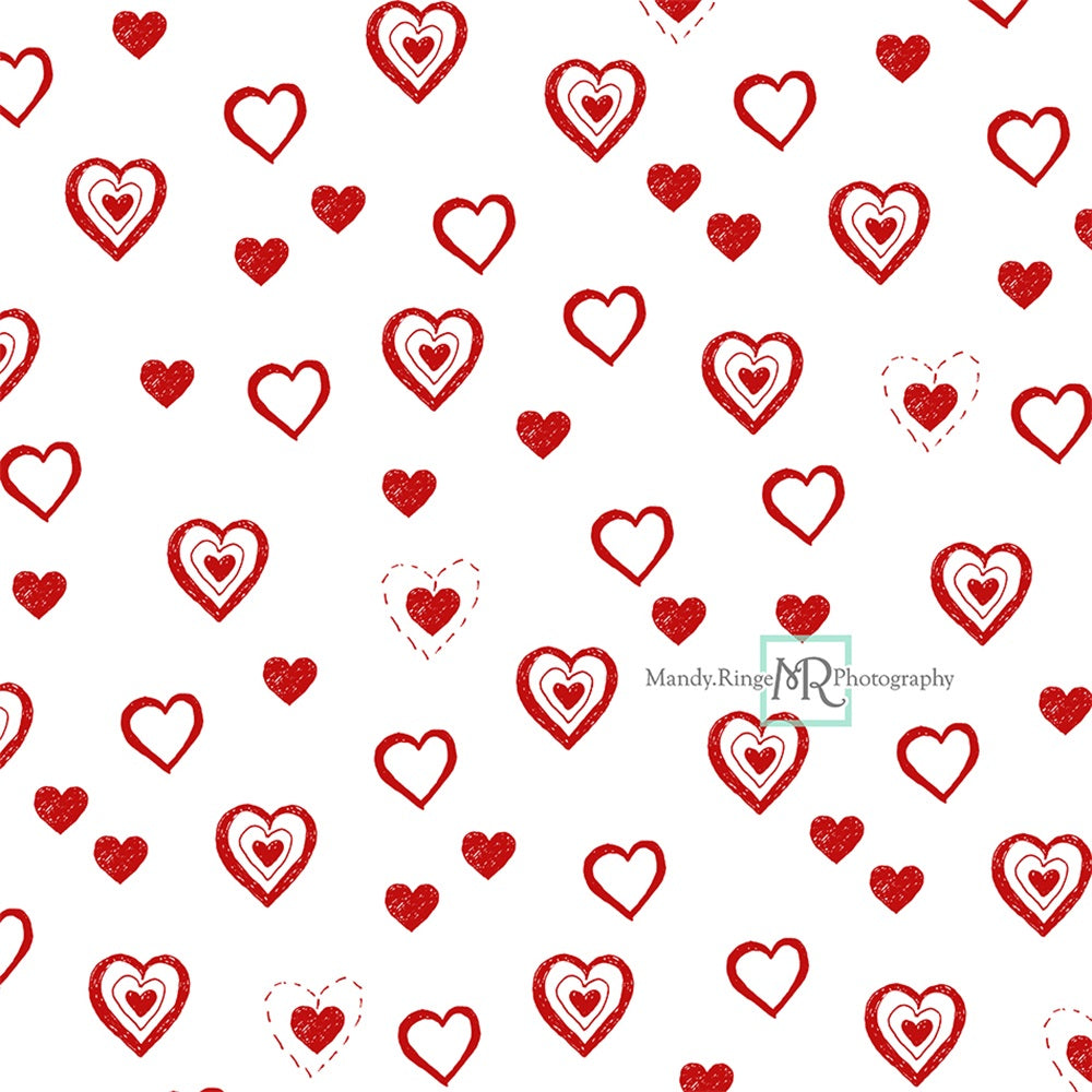 Kate Valentine's Heart Red Doodles Backdrop Designed by Mandy Ringe Photography