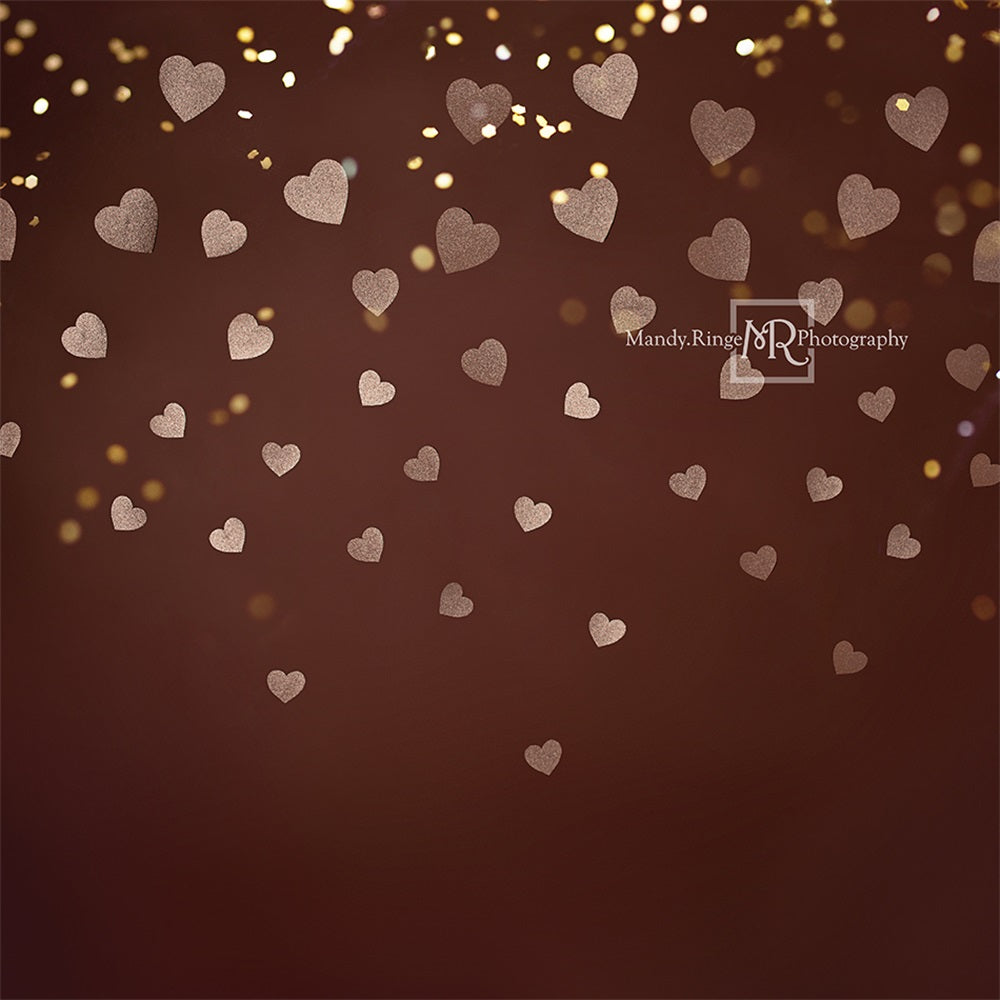 Kate Gold Valentine Glitter Heart Backdrop Designed by Mandy Ringe Photography