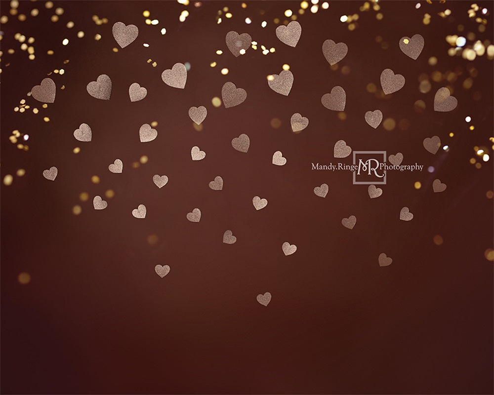 Kate Gold Valentine Glitter Heart Backdrop Designed by Mandy Ringe Photography