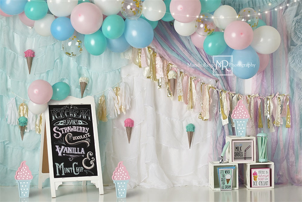 Kate Summer Ice Cream Party Backdrop Designed by Mandy Ringe Photography
