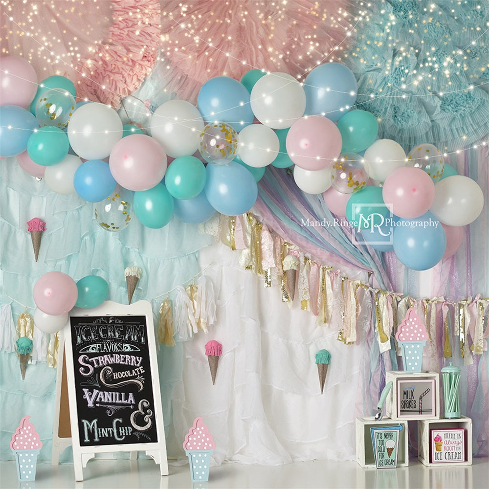 Kate Summer Ice Cream Party Backdrop Designed by Mandy Ringe Photography