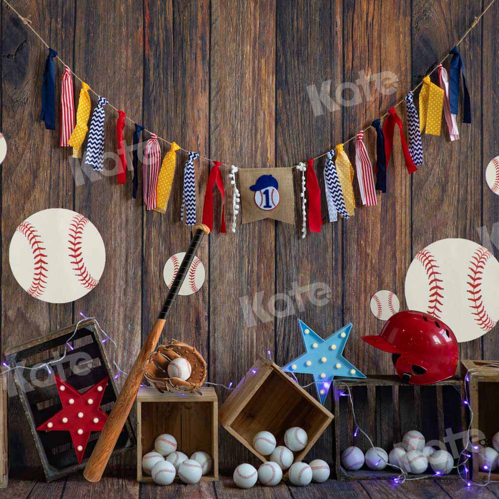 Kate Baseball Deep Wood Grain Sport Backdrop Designed by Emetselch