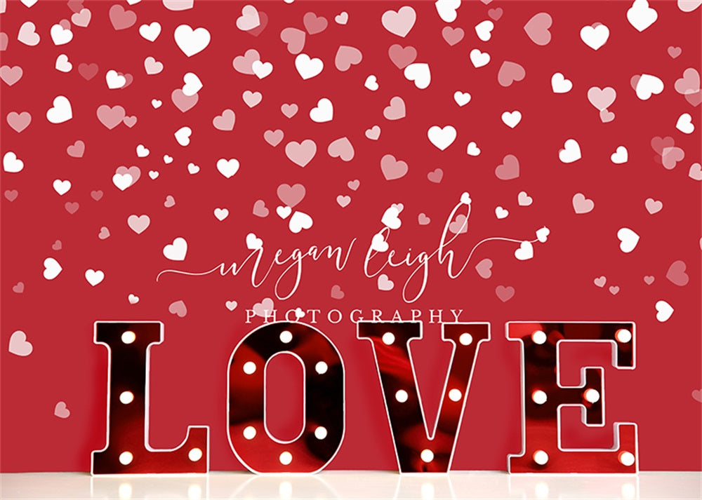 Kate Valentine Red Love Hearts Backdrop Designed by Megan Leigh Photography