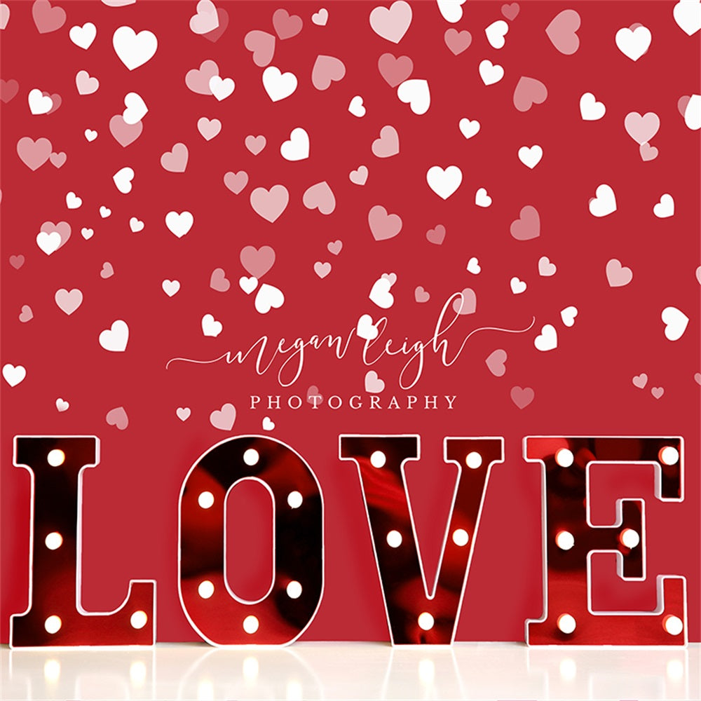 Kate Valentine Red Love Hearts Backdrop Designed by Megan Leigh Photography