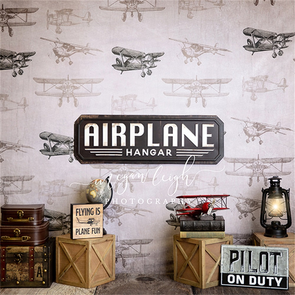 Kate Air Plane Hanger Backdrop Designed by Megan Leigh Photography
