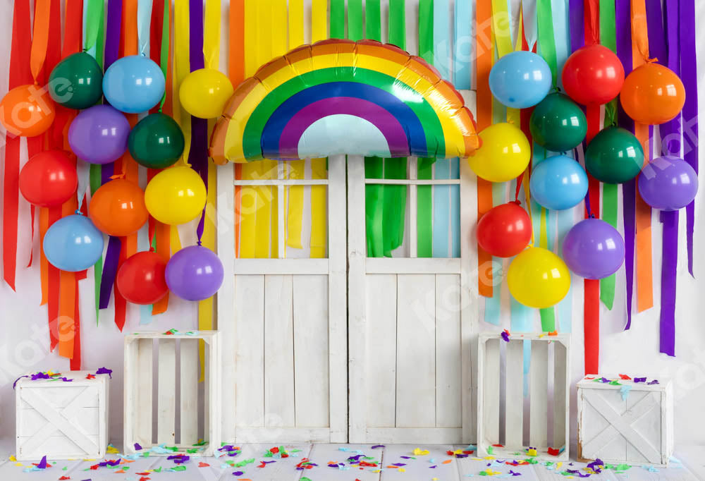 Kate Rainbow Balloons Birthday Party Backdrop Designed by Emetselch -UK