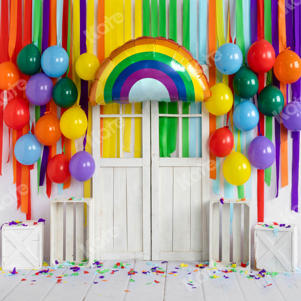 Kate Rainbow Balloons Birthday Party Backdrop Designed by Emetselch