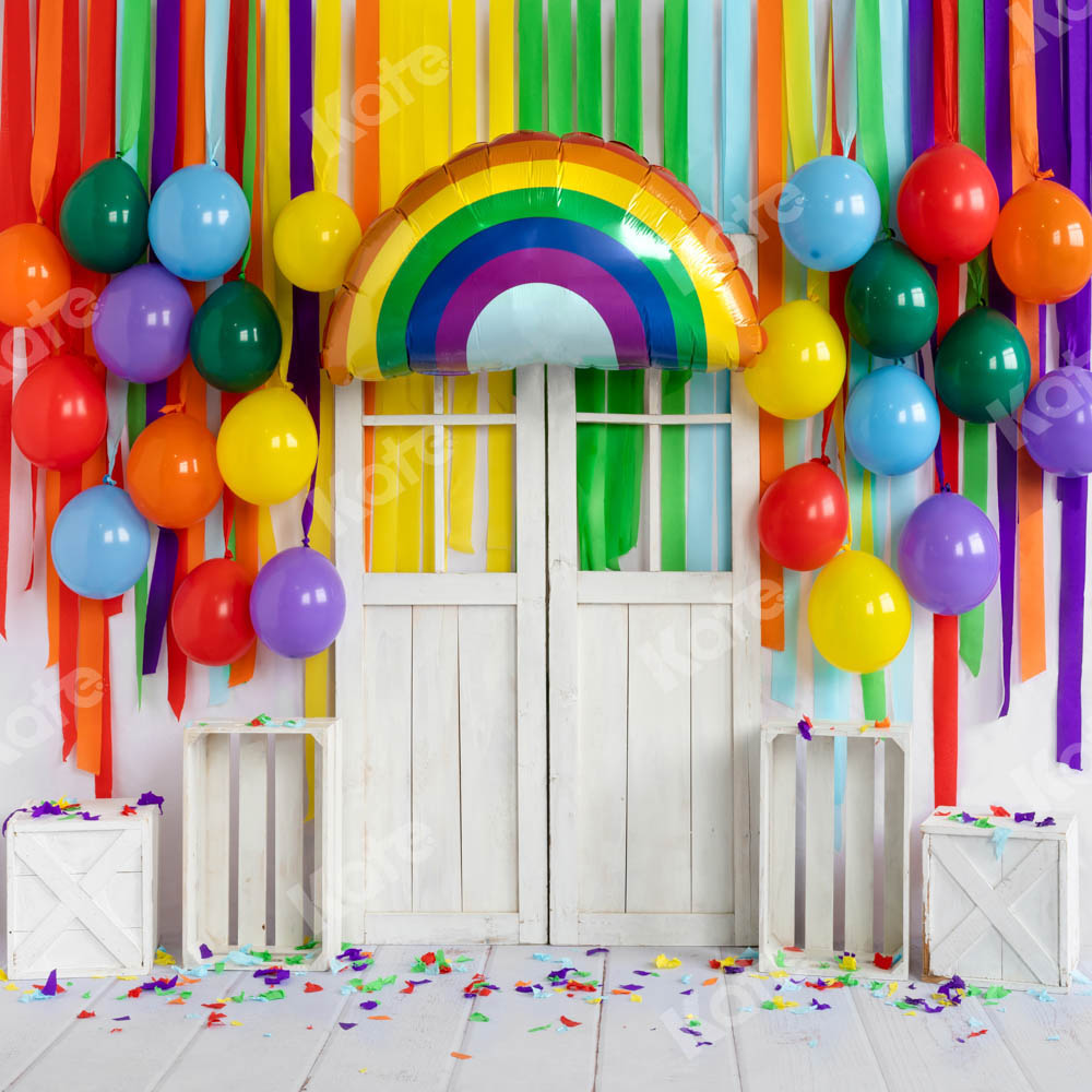 Kate Rainbow Balloons Birthday Party Backdrop Designed by Emetselch -UK