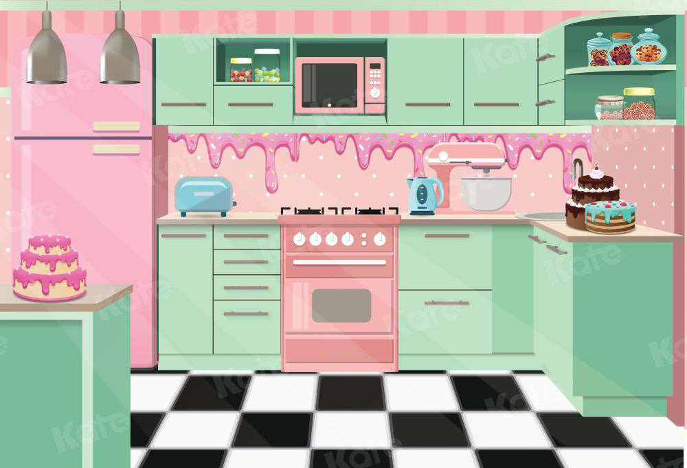 Kate Sweet Cute Kitchen Backdrop Designed by Pentaprisma -UK