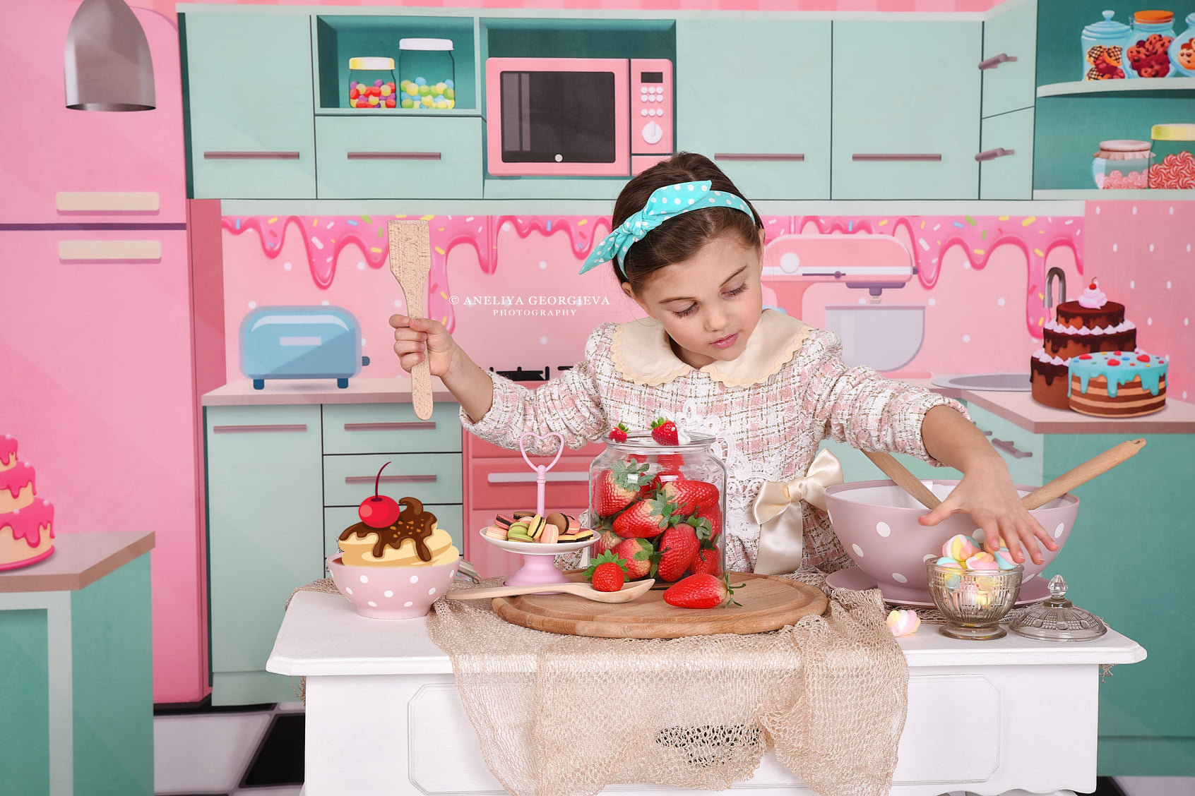 Kate Sweet Cute Kitchen Backdrop Designed by Pentaprisma -UK
