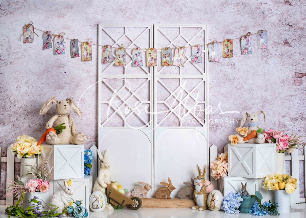 Kate Spring/Easter Bunny White Door Backdrop Designed By Rose Abbas