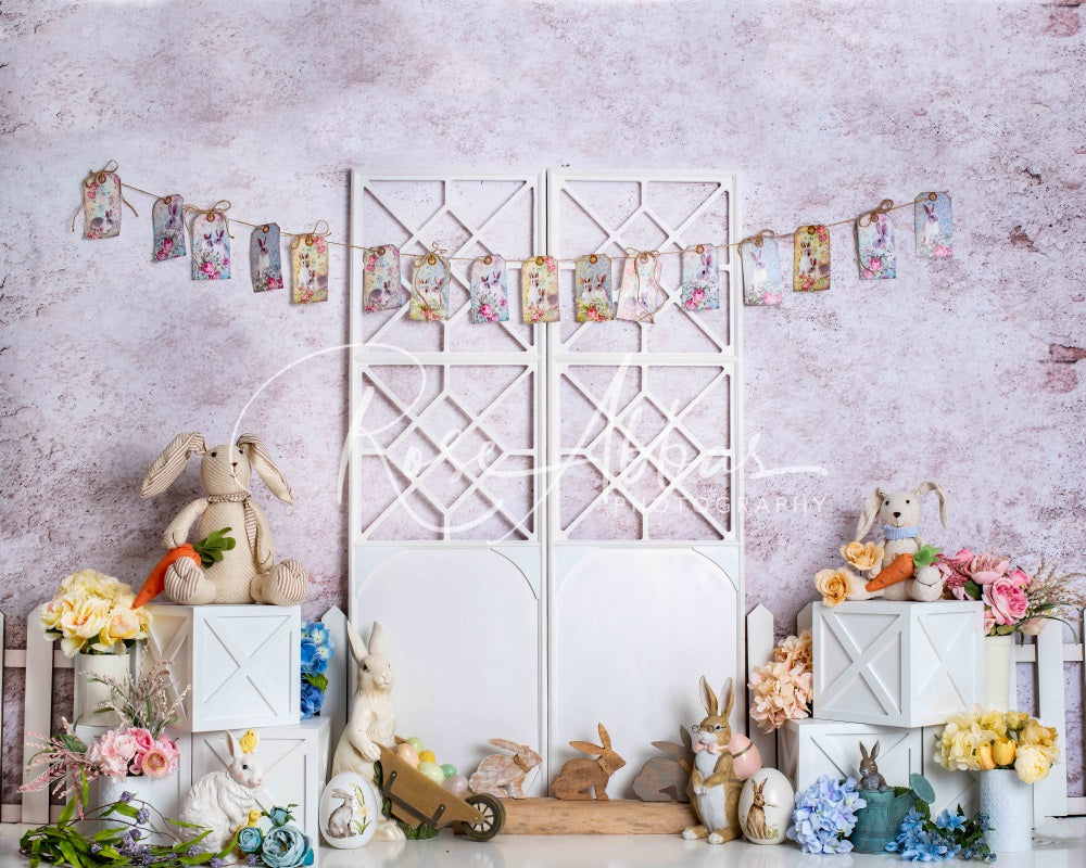 Kate Spring/Easter Bunny White Door Backdrop Designed By Rose Abbas