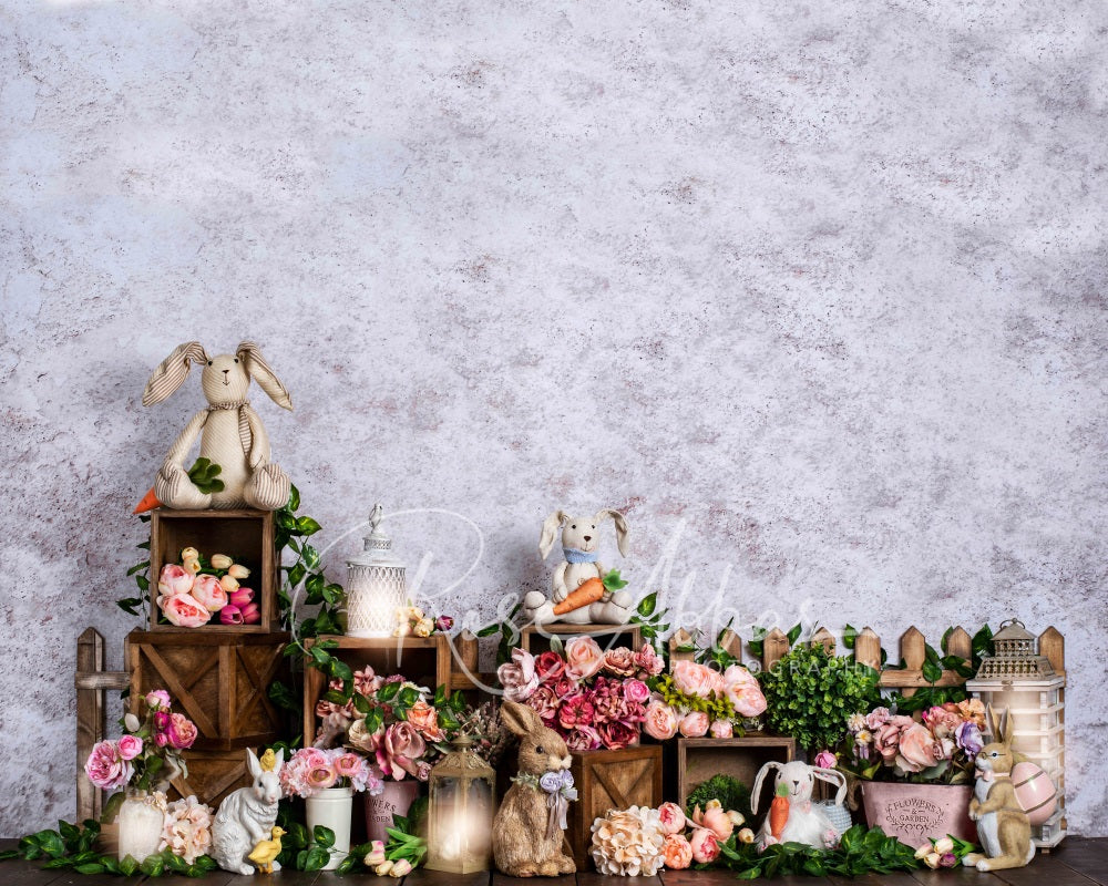 Kate Easter Bunny Flowers Backdrop for Photography Designed By Rose Abbas