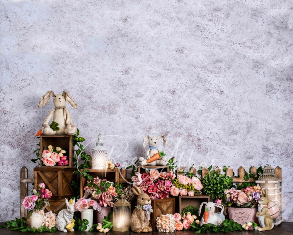 Kate Easter Bunny Flowers Backdrop for Photography Designed By Rose Abbas -UK