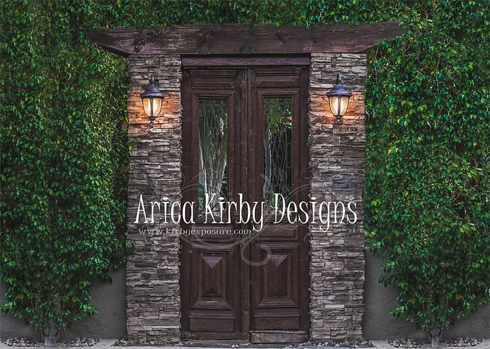 Kate Wood Door Brick Green Plants Backdrop designed by Arica Kirby
