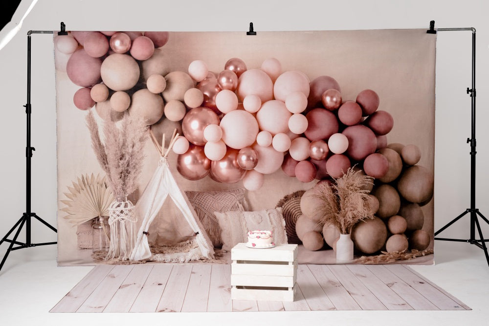 Kate Boho Balloons Tent Backdrop Designed by Mandy Ringe Photography