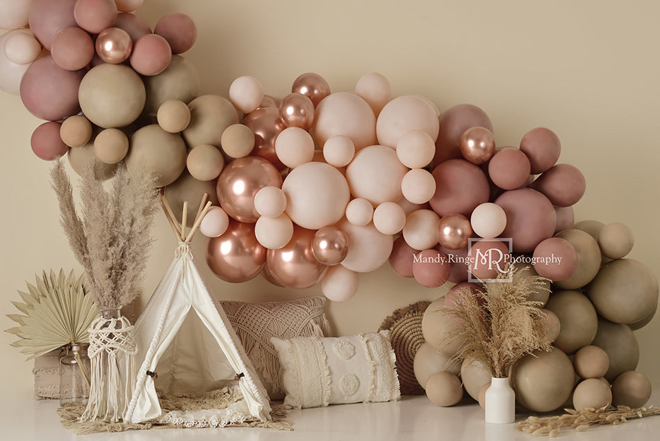 Kate Boho Balloons Tent Backdrop Designed by Mandy Ringe Photography