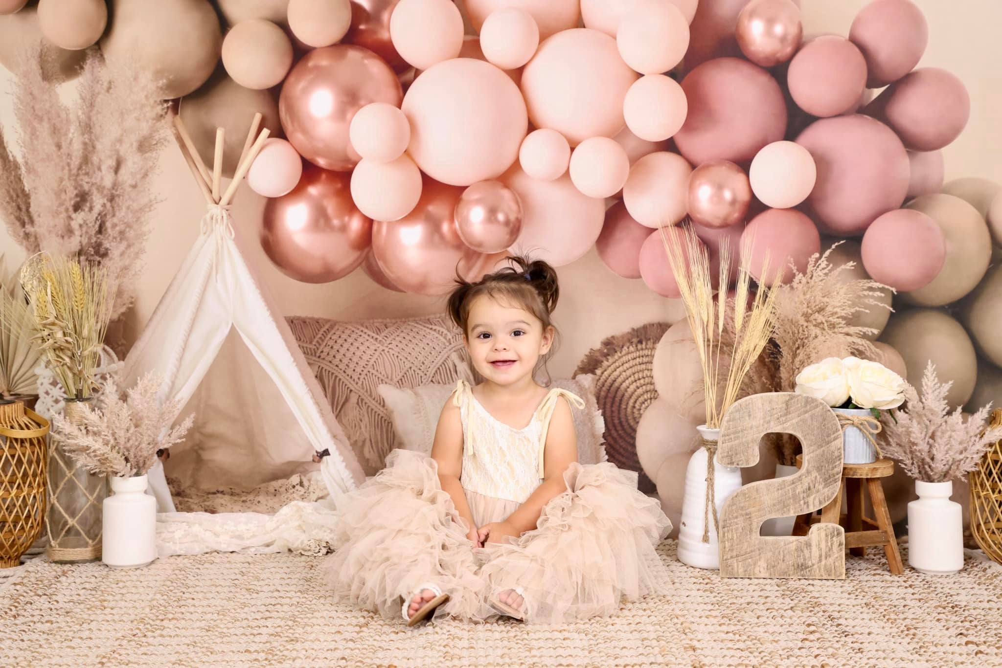 Kate Boho Balloons Tent Backdrop Designed by Mandy Ringe Photography