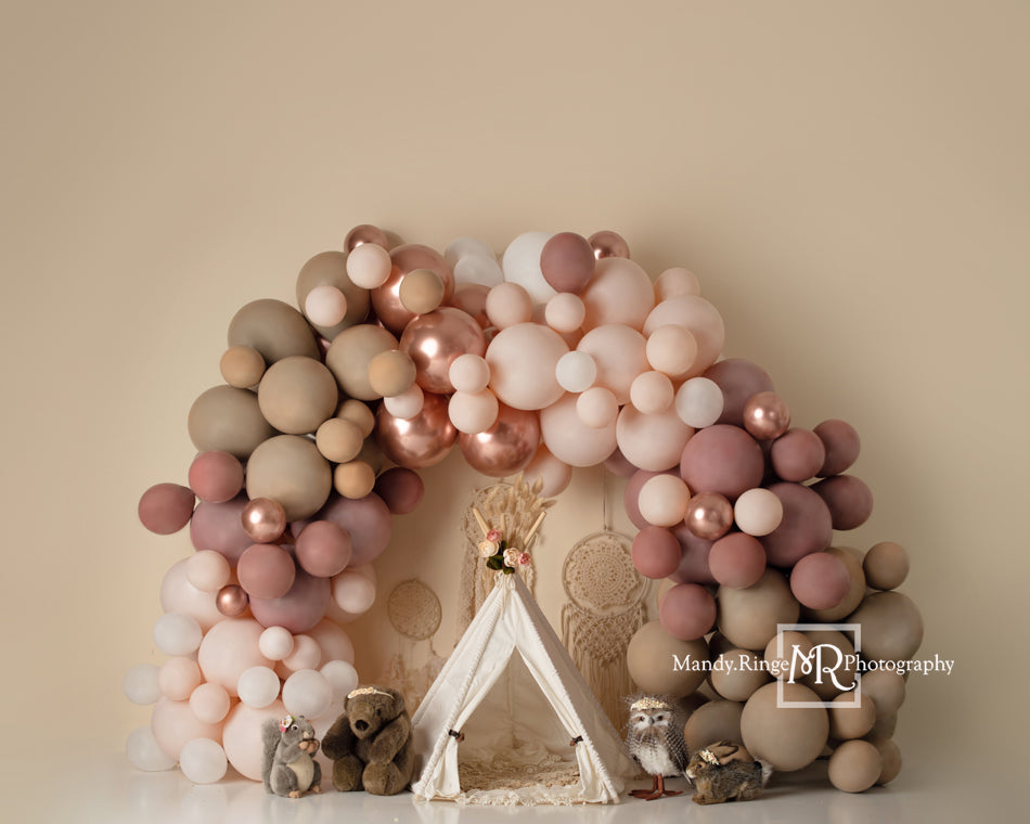 Kate Girly Boho Balloons Animals Backdrop Designed by Mandy Ringe Photography