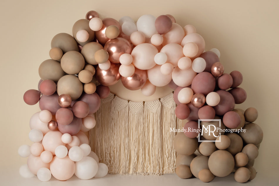 Kate Matte Balloon Arch Boho Macrame Backdrop Designed by Mandy Ringe Photography