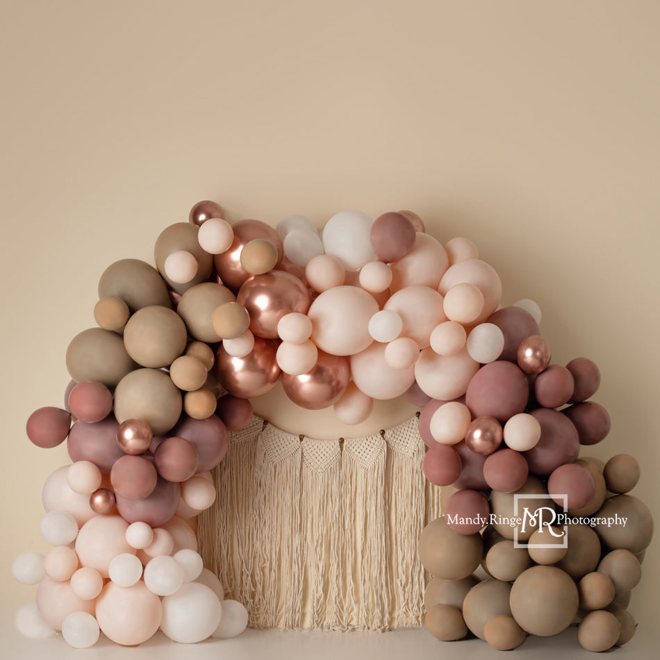 Kate Matte Balloon Arch Boho Macrame Backdrop Designed by Mandy Ringe Photography -UK